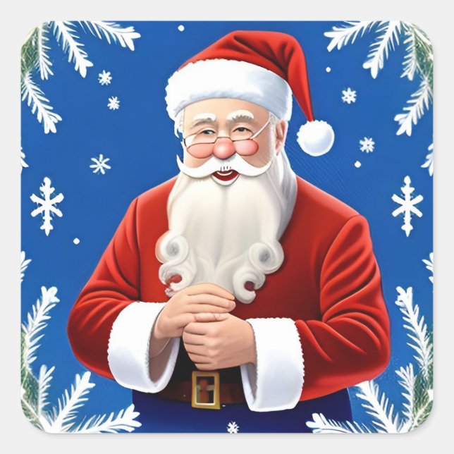 🎄 Smiling Santa Claus Joy ❄️ Festive Christmas Square Sticker (Front)