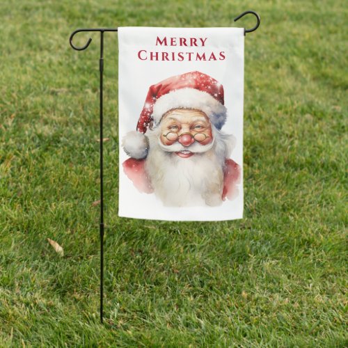 Smiling Santa Claus Wearing Glasses Sparkle Star   Garden Flag