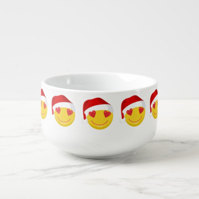 **SMILING SANTA EMOJI HEART EYES** SOUP BOWL&MUG SOUP MUG (Front)