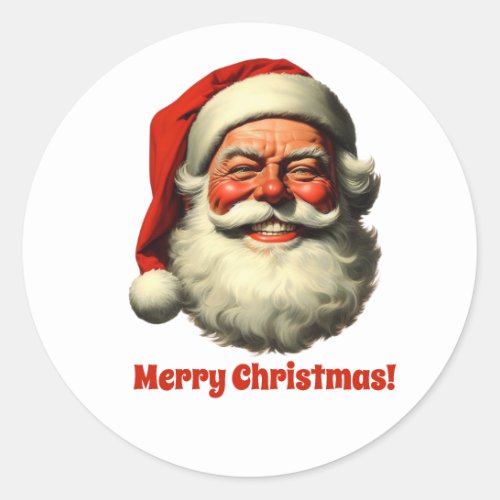 Smiling Santa Retro Vintage Style Classic Round Sticker