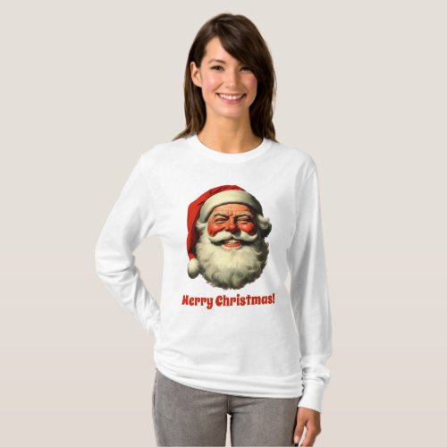 Smiling Santa Retro Vintage Style T_Shirt