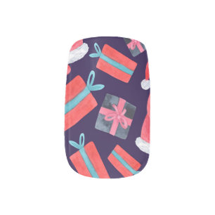 Smiling Santa, Watercolor Christmas Seamless. Minx Nail Art