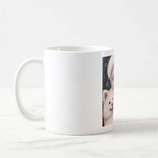 Smiling Santa with American Eskimo Puppy Coffee Mug