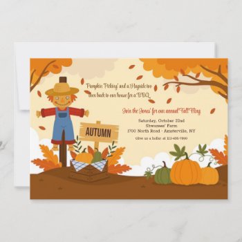 Smiling Scarecrow Invitation by PixiePrints at Zazzle