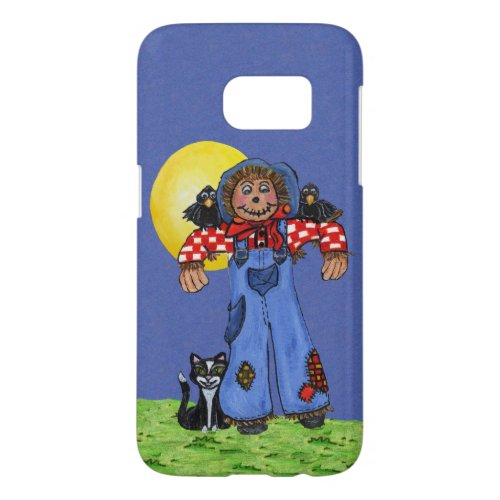 Smiling Scarecrow Plaid Shirt Crows on Shoulders Samsung Galaxy S7 Case