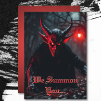 Smiling Scary Red Eyed Crawling Devil Halloween Invitation