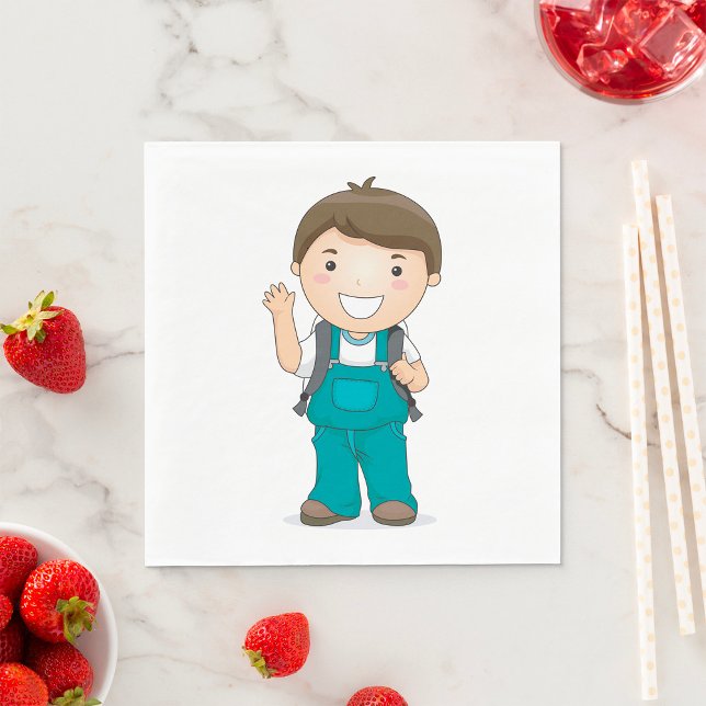 Smiling School Boy with Backpack Napkins (Creator Uploaded)