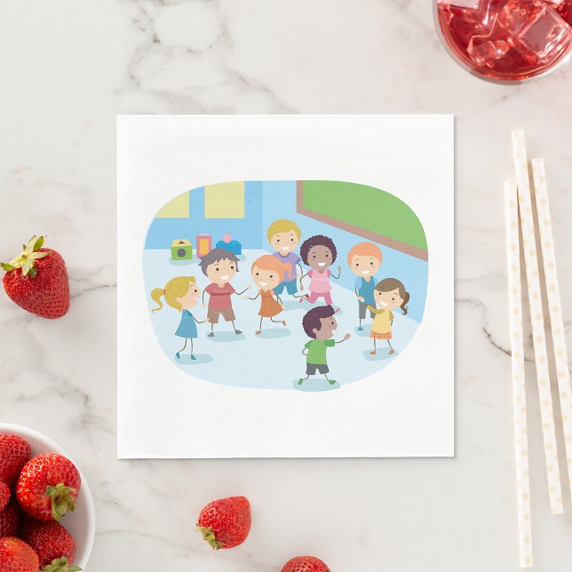 Smiling School Children Playing Together Napkins (Creator Uploaded)