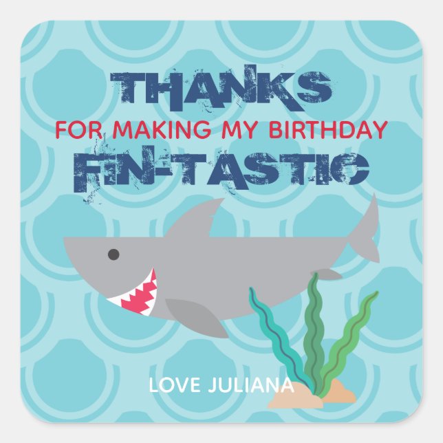 Smiling Shark Favor Sticker (Front)