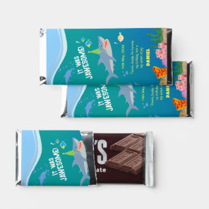 Smiling shark under the sea boy Birthday Party Hershey Bar Favors