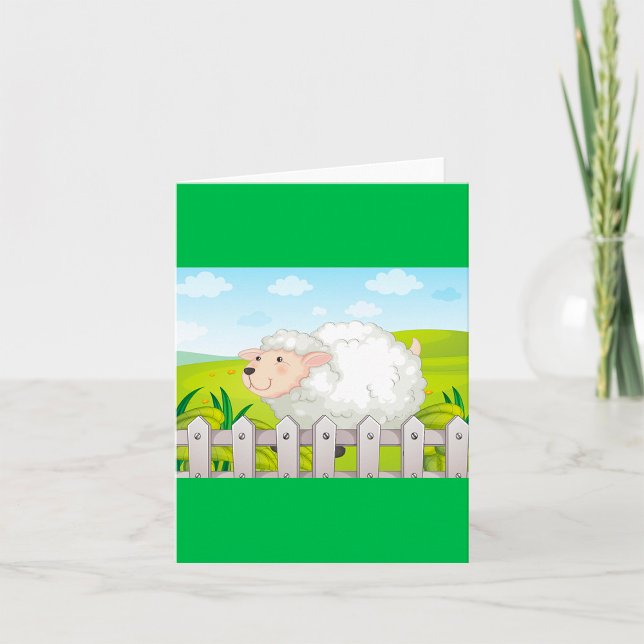 Smiling Sheep in Sunny Countryside Card (Creator Uploaded)
