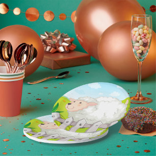 Smiling Sheep in Sunny Countryside Paper Plates