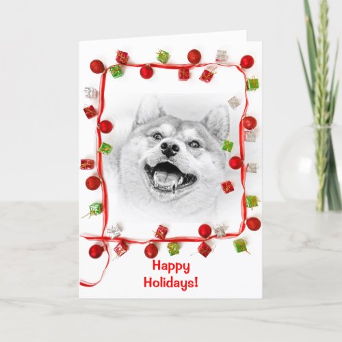 Smiling Shiba Inu dog Holiday Card