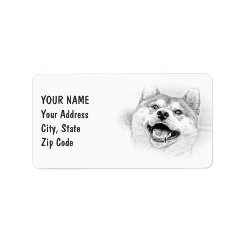 Smiling Shiba Inu dog Label