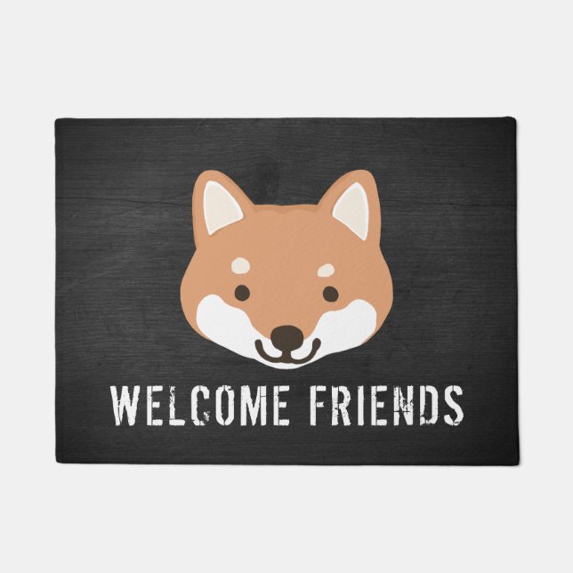 Smiling Shiba Inu Face Custom Cute Dog Doormat (Front)