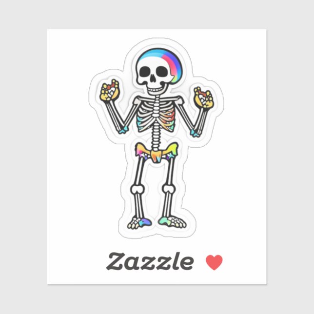 Smiling Skeleton Halloween Rainbow Colors Sticker (Sheet)