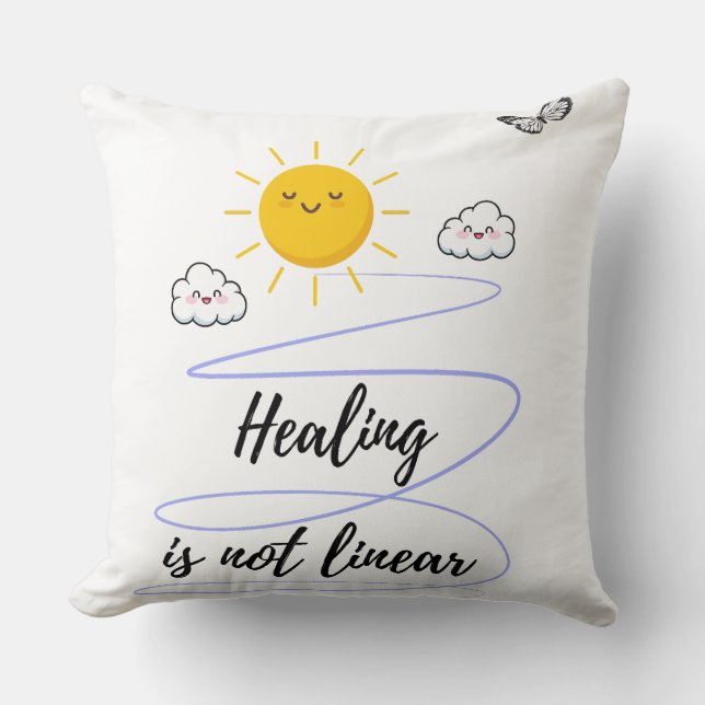Smiling Skies | Cute Sun & Clouds Throw Pi Pillow (Front)
