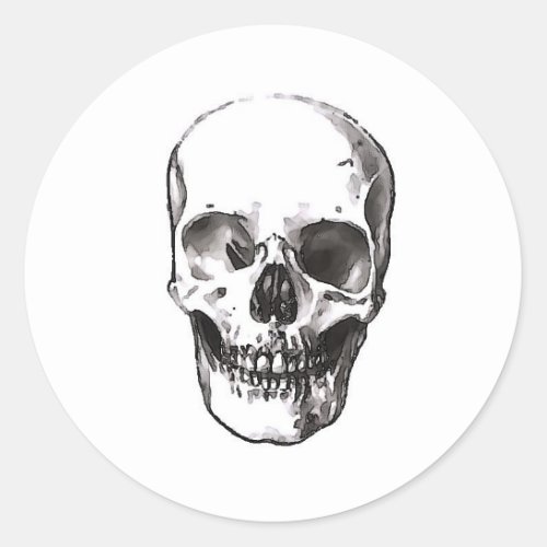 Smiling Skull Classic Round Sticker