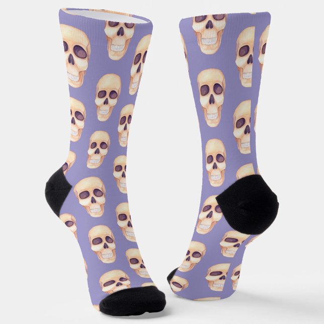 Smiling  Skull Halloween Crew Socks (Creator Uploaded)