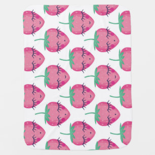 Smiling sleeping strawberries, cute pattern. baby blanket