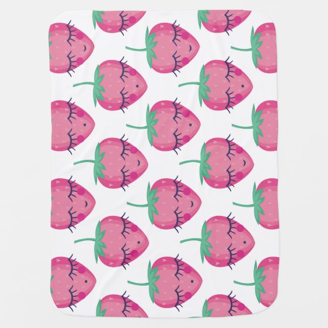 Smiling sleeping strawberries, cute pattern. baby blanket (Front)