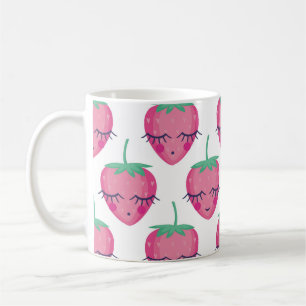 Smiling sleeping strawberries, cute pattern. coffee mug
