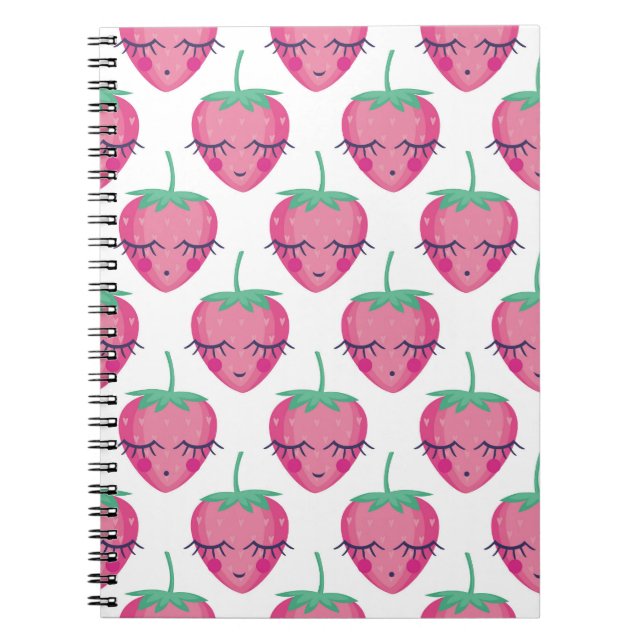 Smiling sleeping strawberries, cute pattern. notebook (Front)
