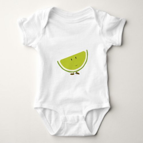 Smiling sliced lime character baby bodysuit
