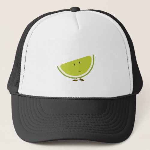 Smiling sliced lime character trucker hat