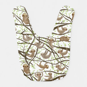 Smiling Sloth Pattern Baby Bib