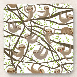 Smiling Sloth Pattern Beverage Coaster