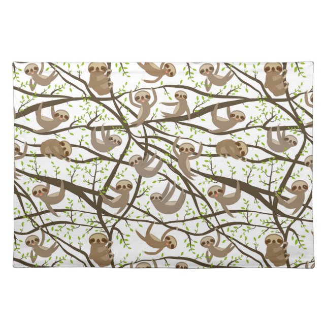 Smiling Sloth Pattern Cloth Placemat (Front)