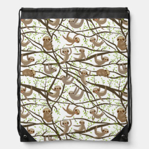 Smiling Sloth Pattern Drawstring Bag