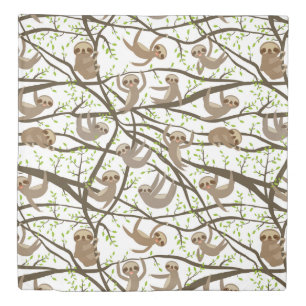 Smiling Sloth Pattern Duvet Cover