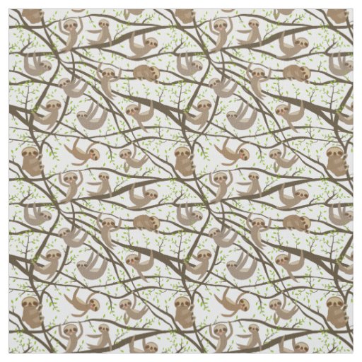 Smiling Sloth Pattern Fabric