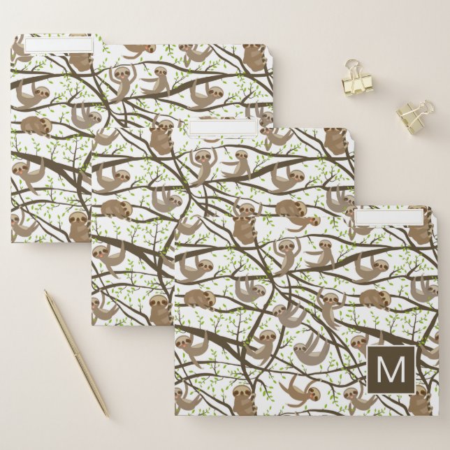 Smiling Sloth Pattern File Folder (Set)