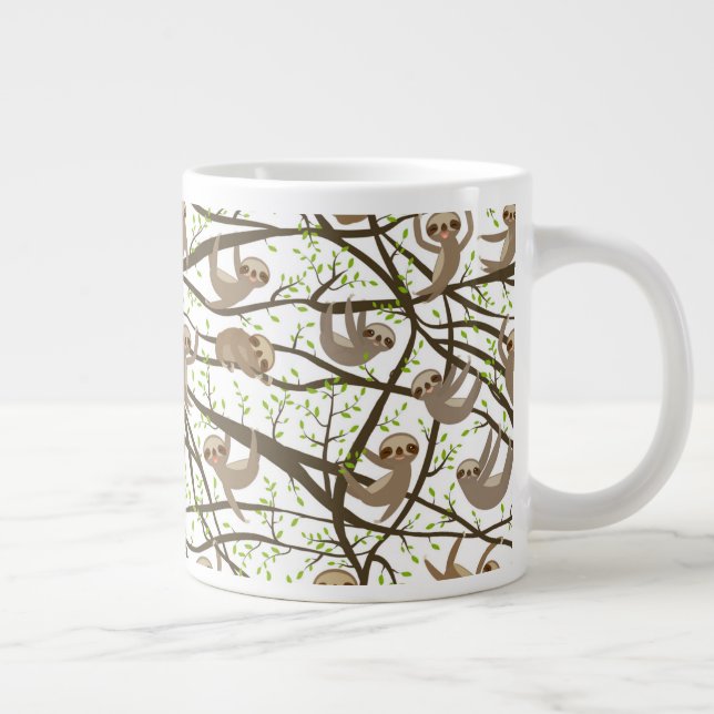Smiling Sloth Pattern Giant Coffee Mug (Right)