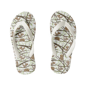Smiling Sloth Pattern Kid's Flip Flops