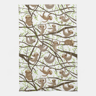 Smiling Sloth Pattern Kitchen Towel