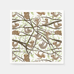 Smiling Sloth Pattern Napkins