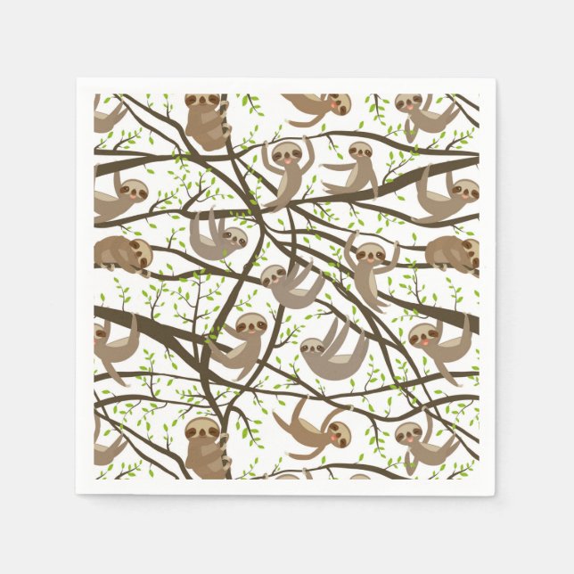 Smiling Sloth Pattern Napkins (Front)