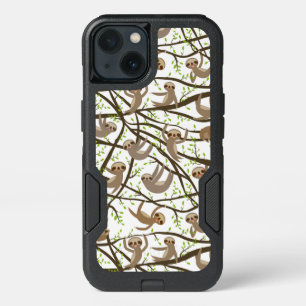 Smiling Sloth Pattern iPhone 13 Case