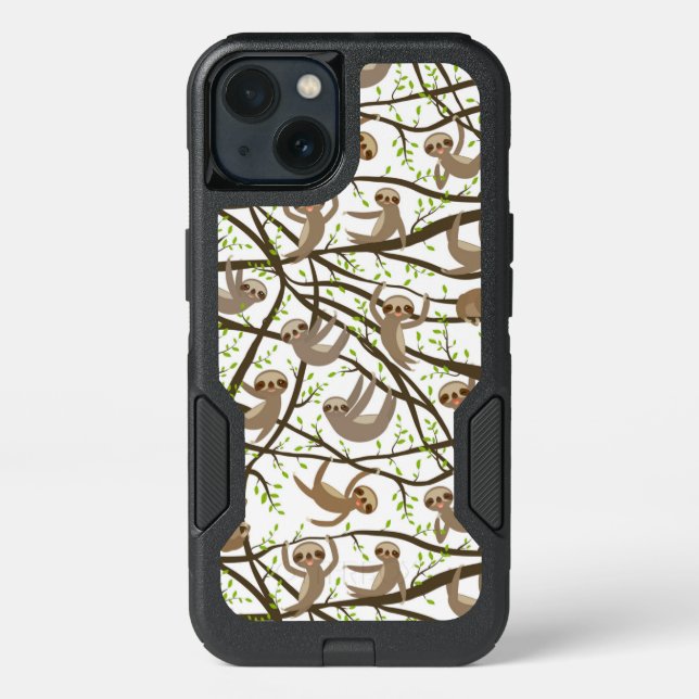 Smiling Sloth Pattern Otterbox iPhone Case (Back)