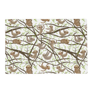 Smiling Sloth Pattern Placemat