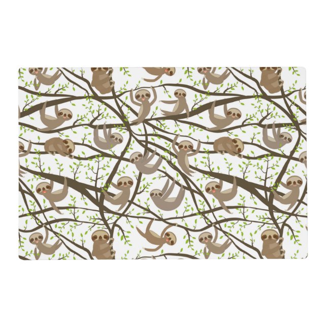 Smiling Sloth Pattern Placemat (Front)