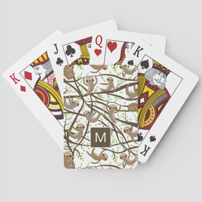 Smiling Sloth Pattern Poker Cards (Back)