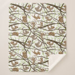 Smiling Sloth Pattern Sherpa Blanket