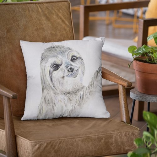 Smiling Sloth Throw Pillow