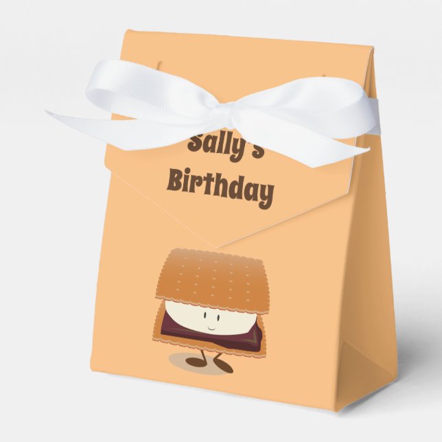 Smiling S'more Favor Box with Words (Front Side)