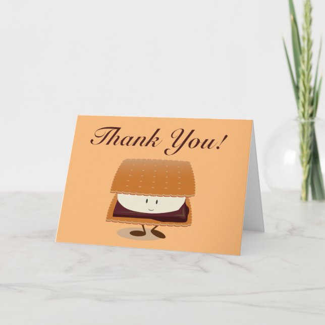 Smiling S'more Letterpress Thank You Card (Front)